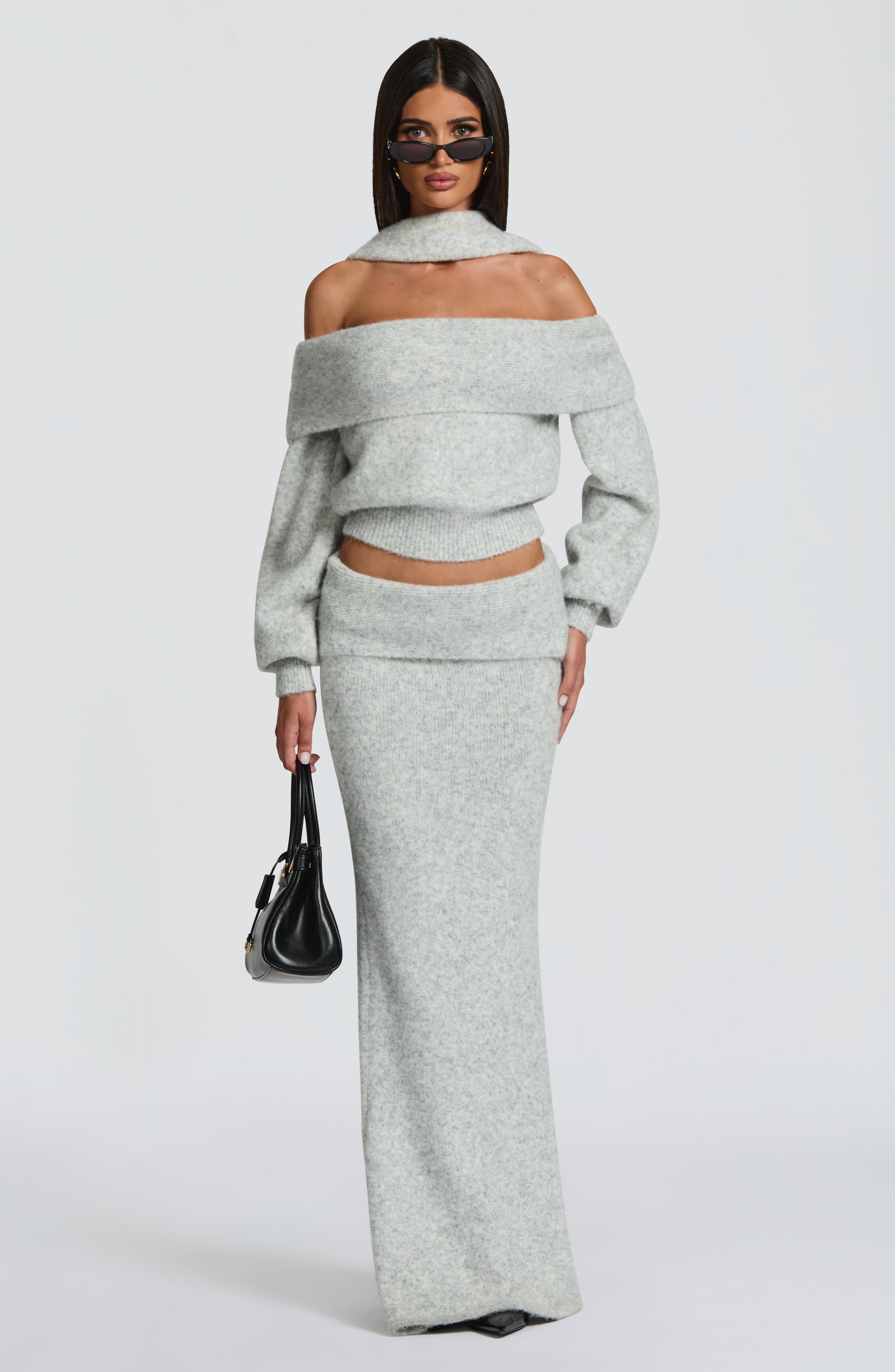 Andie Maxi Skirt - Light Grey Marl