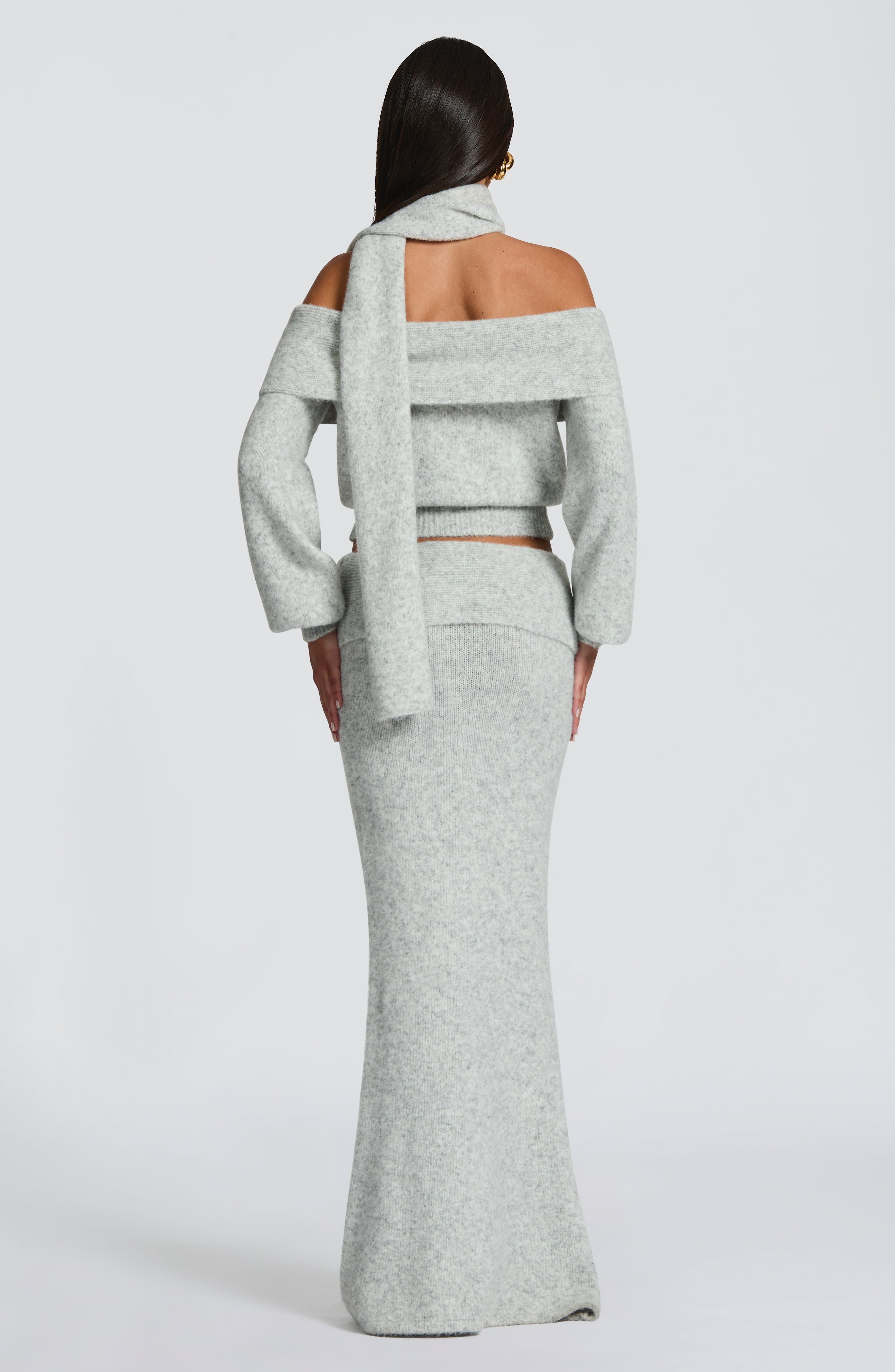 Andie Maxi Skirt - Light Grey Marl