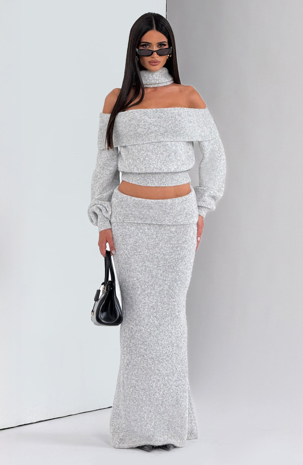 Andie Maxi Skirt - Light Grey Marl