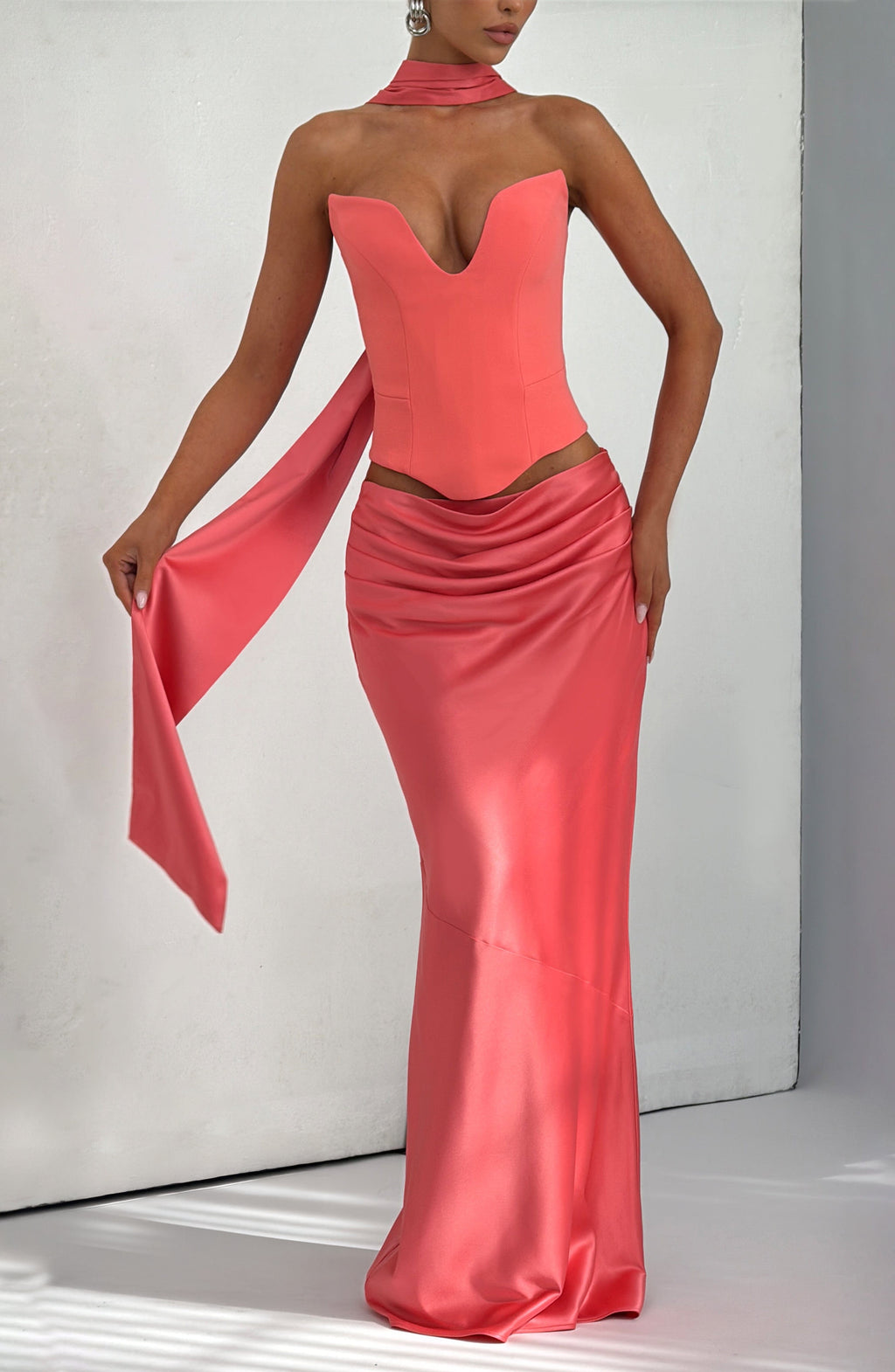 Bernadette Maxi Skirt - Coral Pink