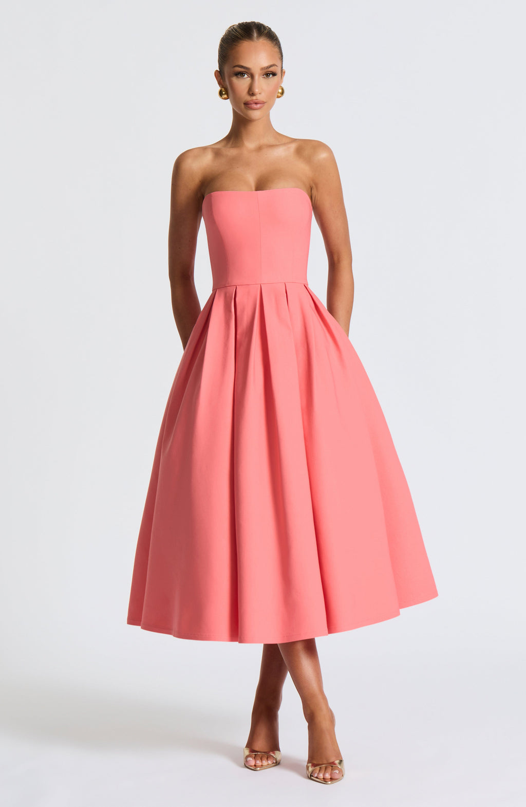 Edith Midi Dress - Coral Pink
