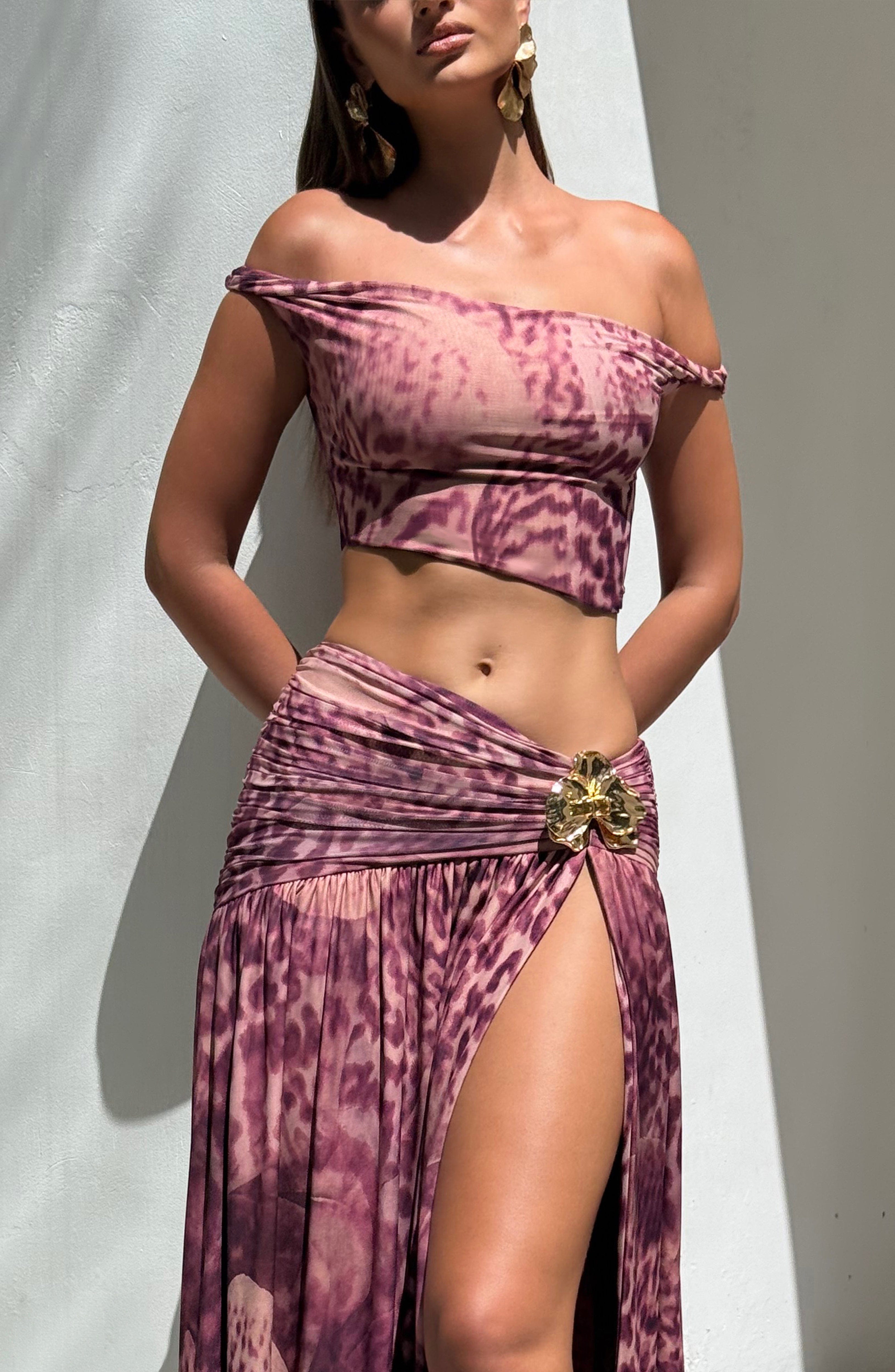 Eva Top - Magenta Orchid Print