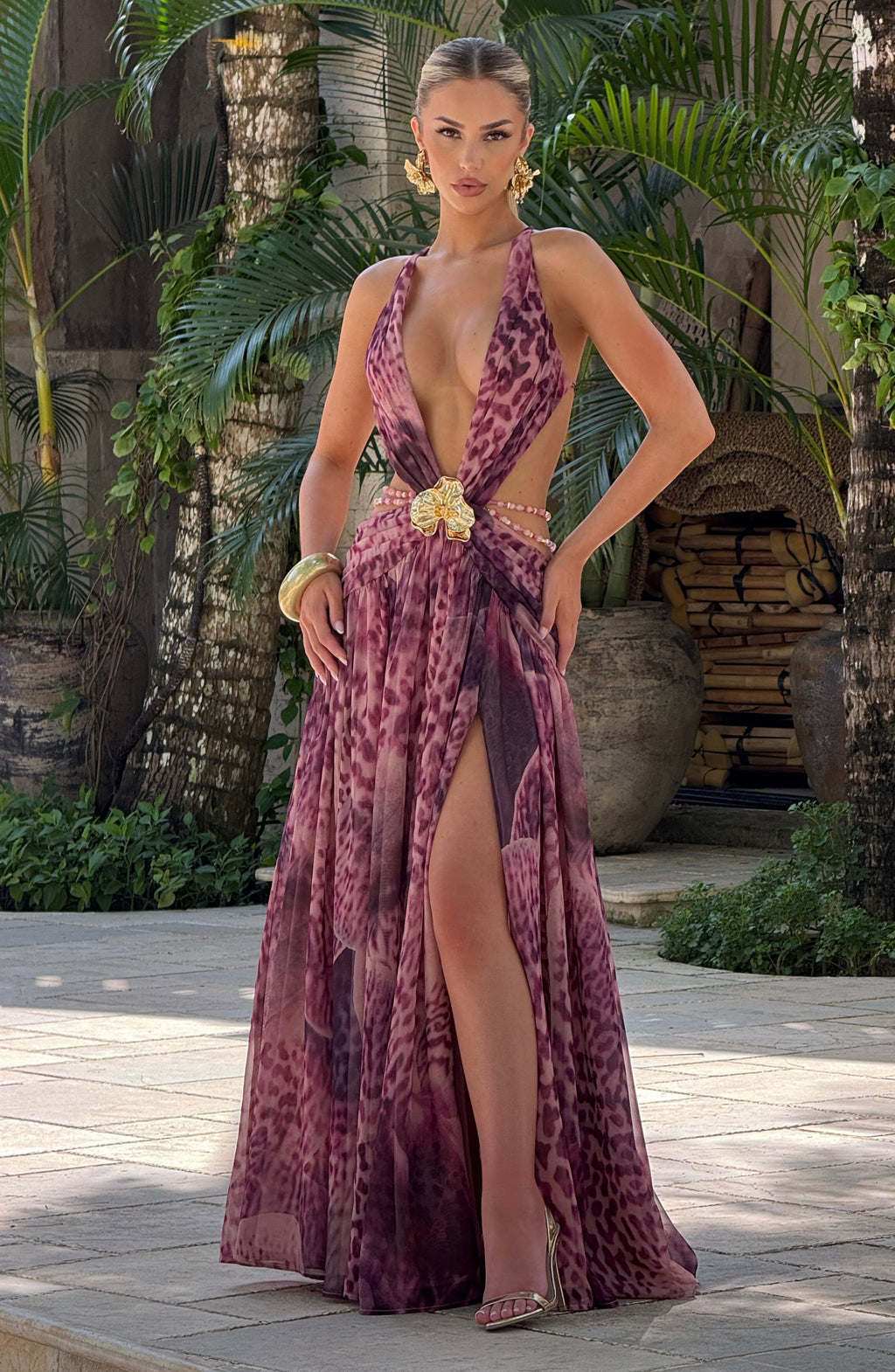 Indianna Maxi Dress - Magenta Orchid Print