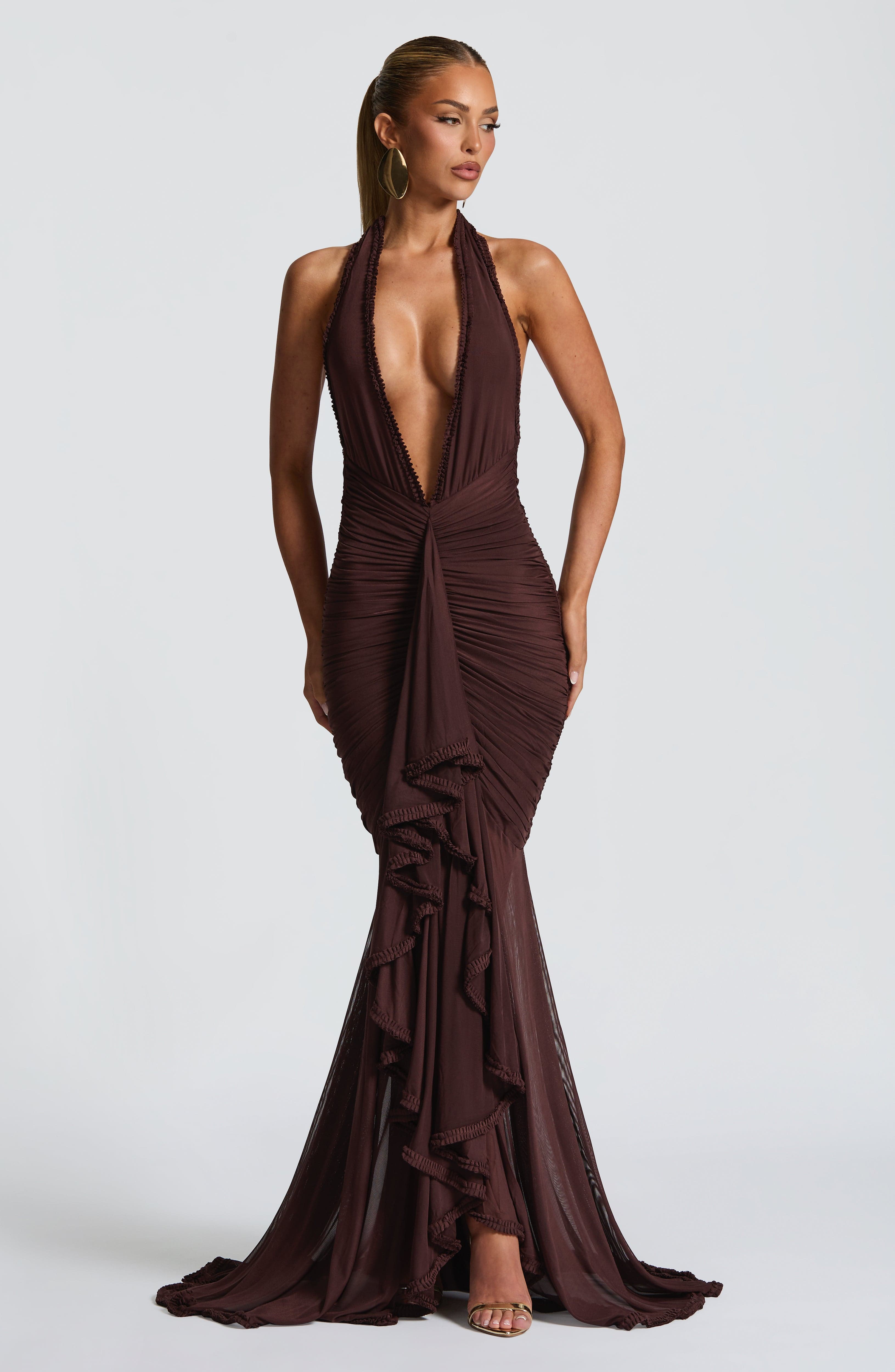 Janessa Maxi Dress - Plum Brown